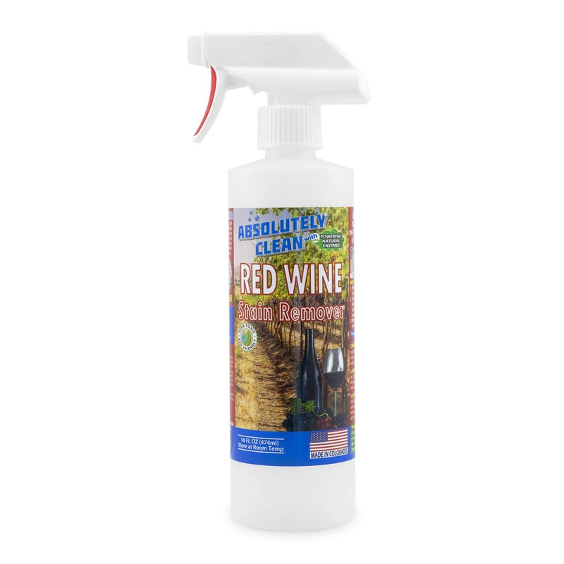 Absolutely Clean Amazing Red Wine Stain Remover â€“ Natural Enzymes Eliminate Wine Stains Fast - Cleans Carpet, Upholstery, Clothing, Table Cloth & More - USA Made (16oz) - Image 1